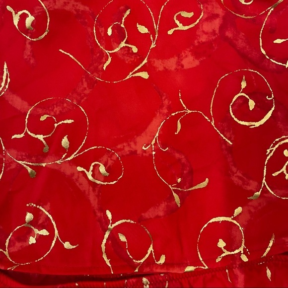 TARA GRINNA Tankini Top 34B/C Bottom 14 Red/Gold Swirl Print Tie Back - Picture 6 of 6